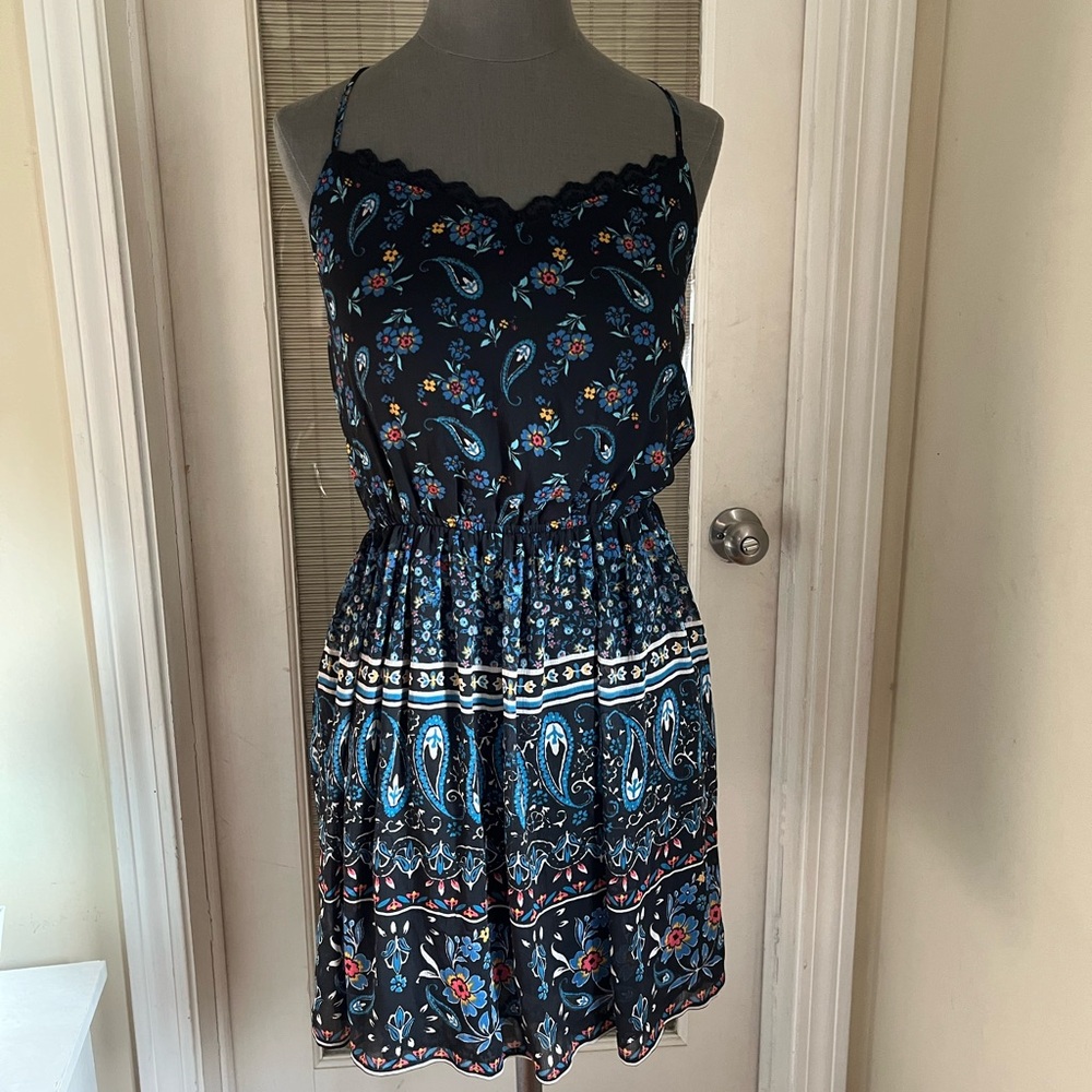 Hollister Navy Blue Paisley Mini Dress